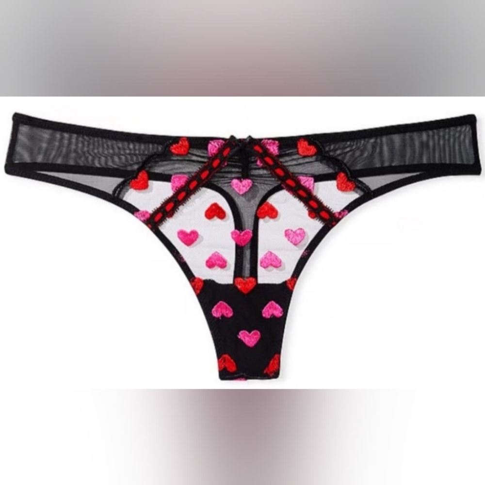 M Victoria's Secret Heart Embroidery Thong Panty